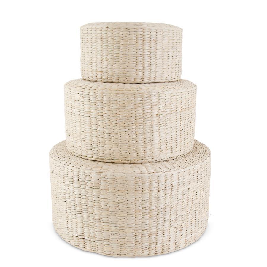 Round Natural Rattan Grass Stool
