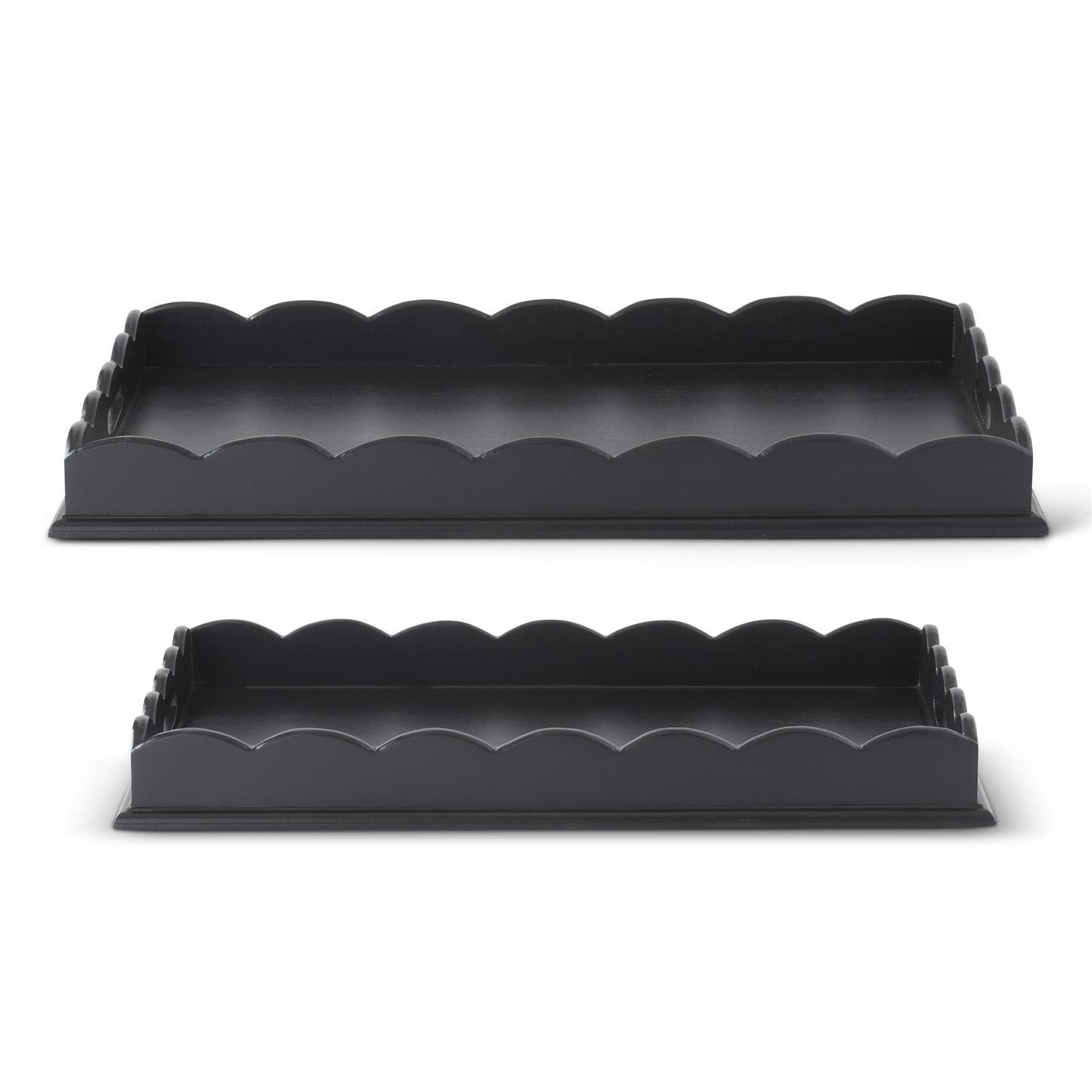 Scalloped Edge Black Acacia Wood Tray