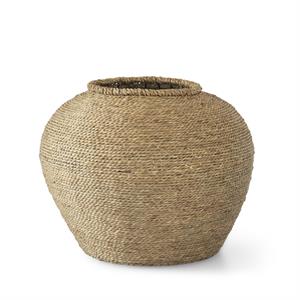Metal Framed Woven Grass Vase