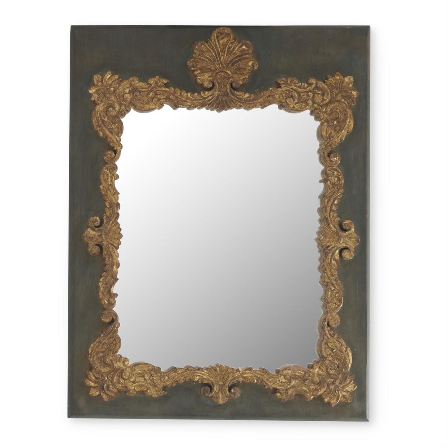 Gray/Green & Antique Gold Rect. Mirror