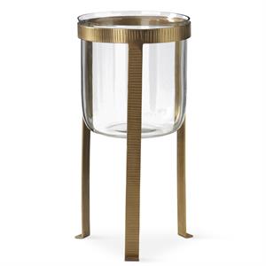 Clear Glass Candleholder on Brass Metal Stand