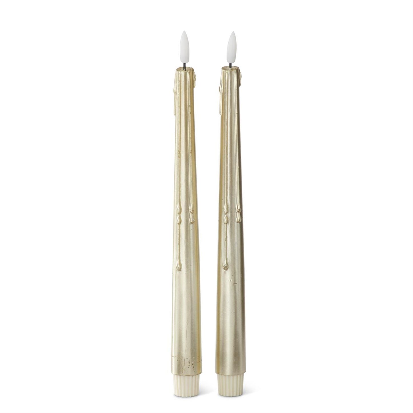 Set of 2 11.5" Gold LED Drip Taper Candles