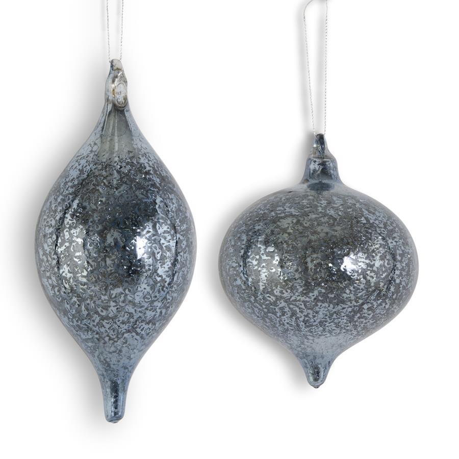 Dark Blue Mercury Glass Onion & Finial