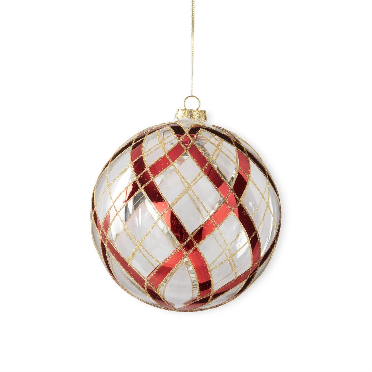 Clear Glass w/ Red & Gold Plaid 7"