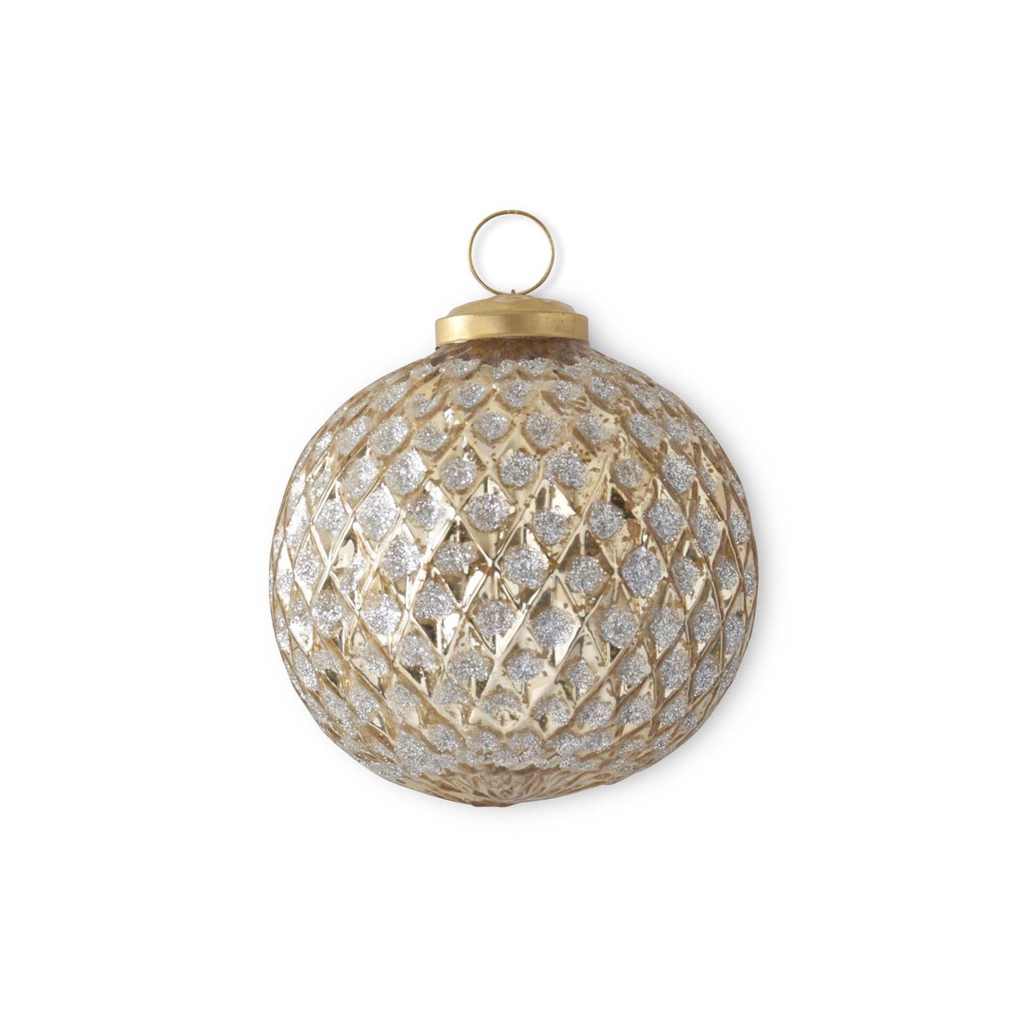 Gold Glitter Glass Diamond Embossed Round