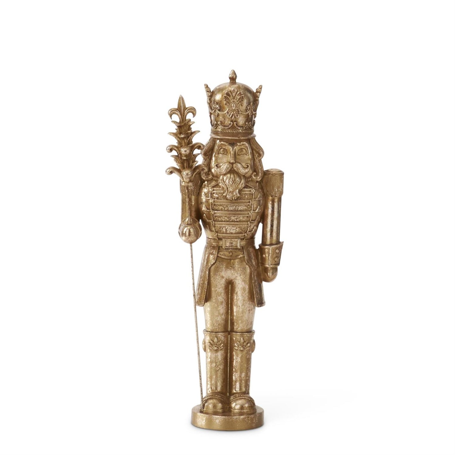 Gold Nutcracker w/Pinecone Staff 15.5"