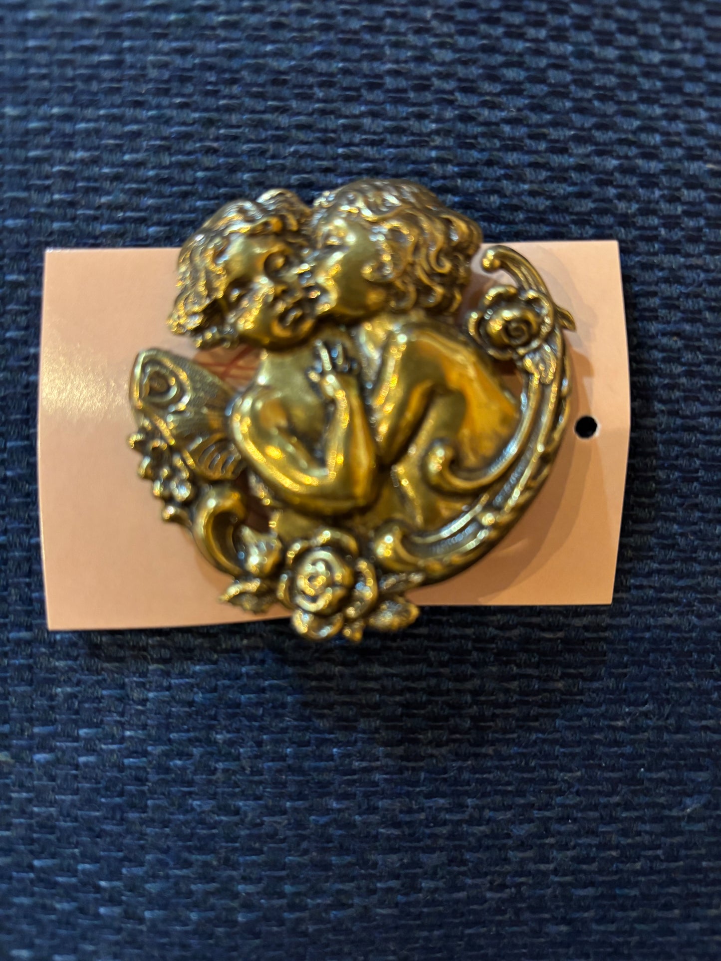 Brass Cherub 1960s Brooch