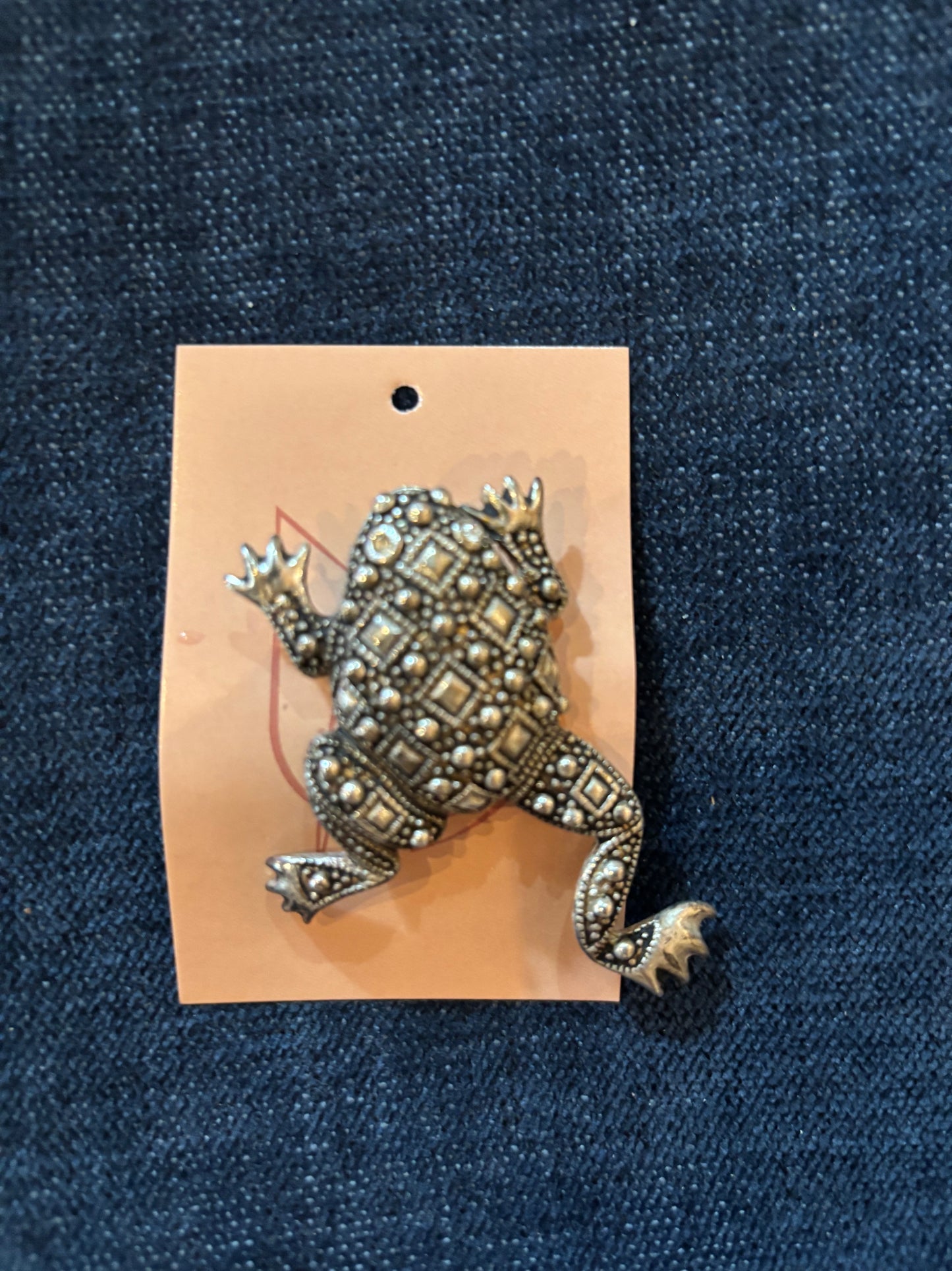 Sterling Silver Frog Brooch 1980s