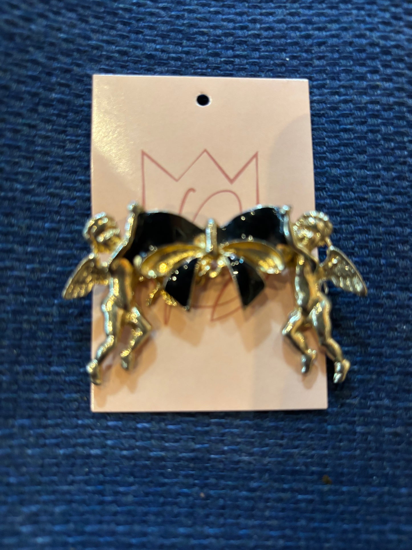 Angels & Bow Brooch 1980s