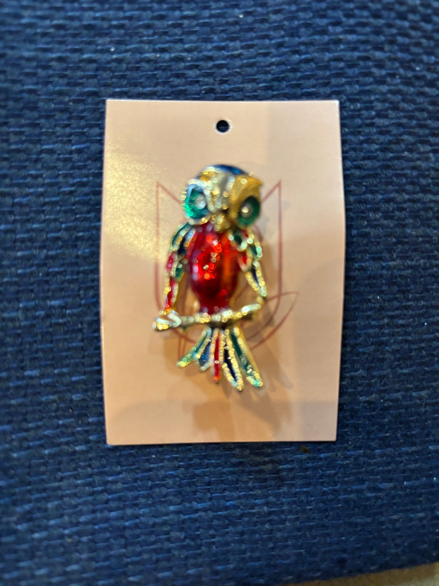 Vintage Enamel Owl Brooch 1980s