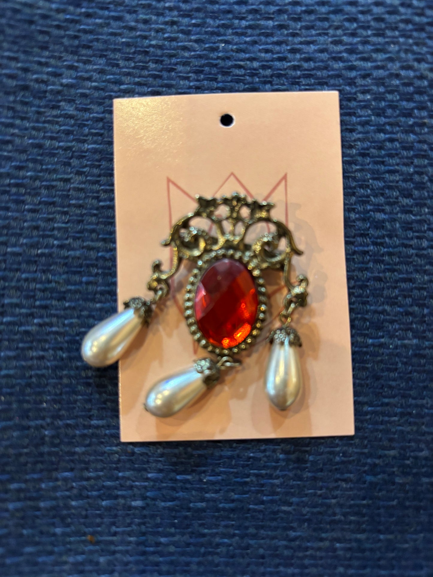 Vintage Pearl Dangle Brooch Victorian