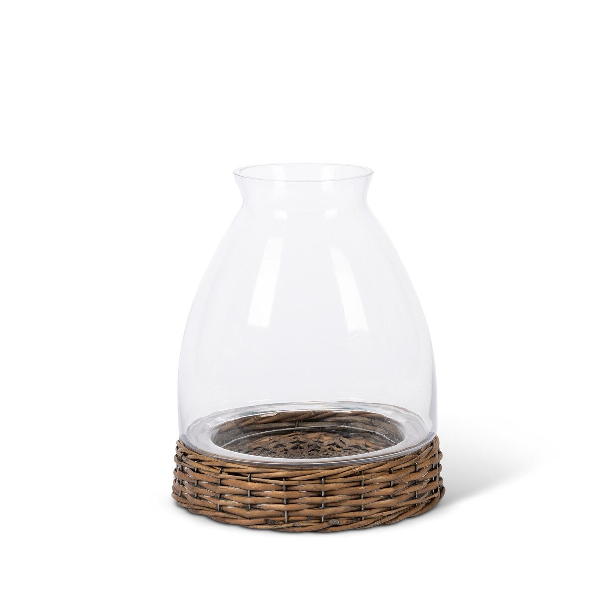 Glass Dome with Rattan Base 14"