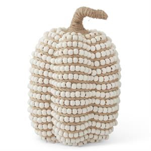 Tall Cream Bead & Jute Striped Pumpkin