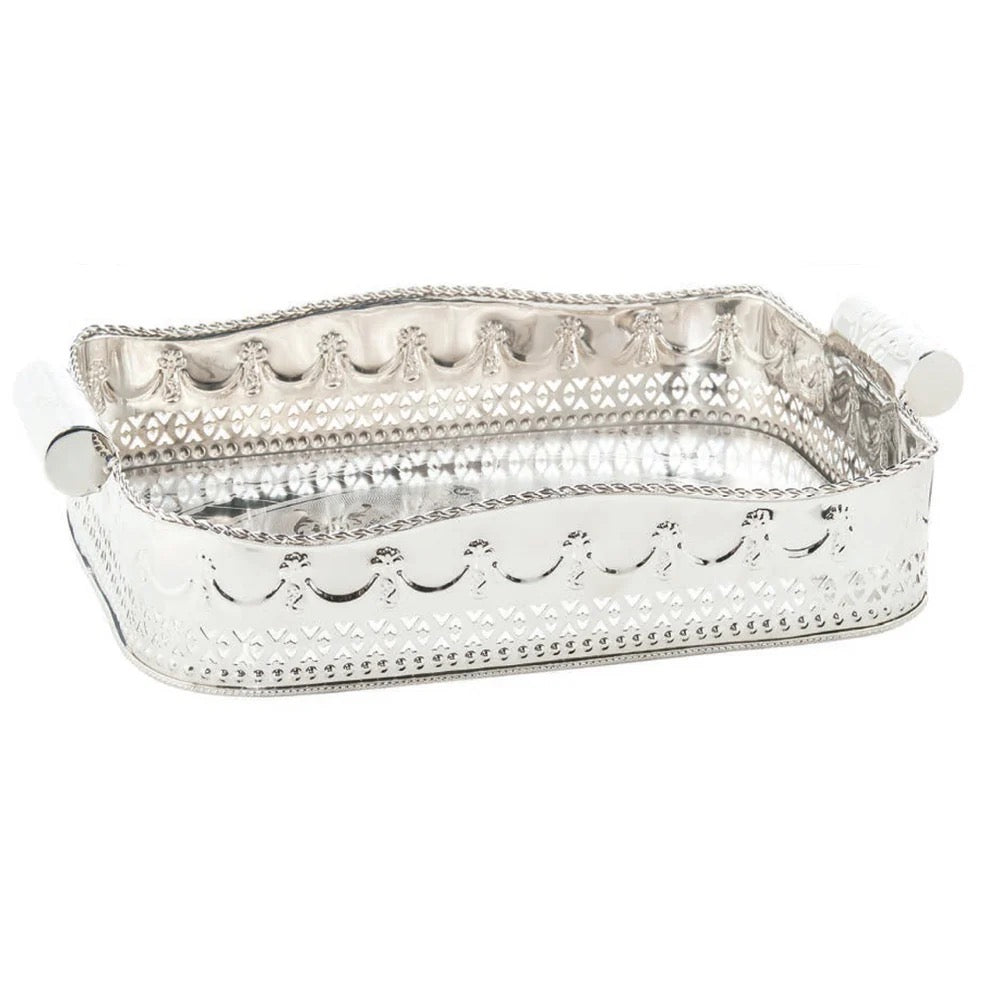 Polished Nickel Embossed Tray Large