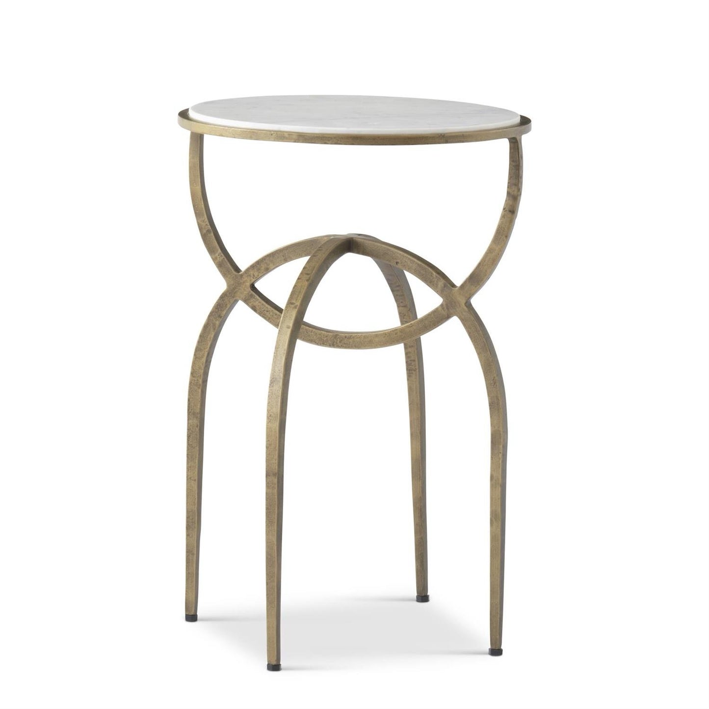 White Marble Top Gold U-Leg Side Table