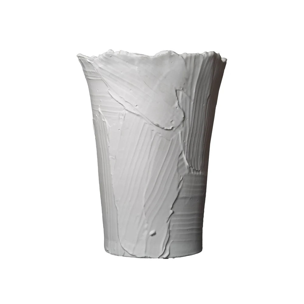 Textured Vase Med. Matte Paper White