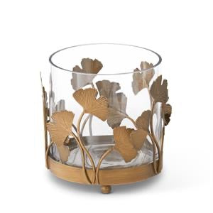 Gold Metal Ginkgo Framed Container