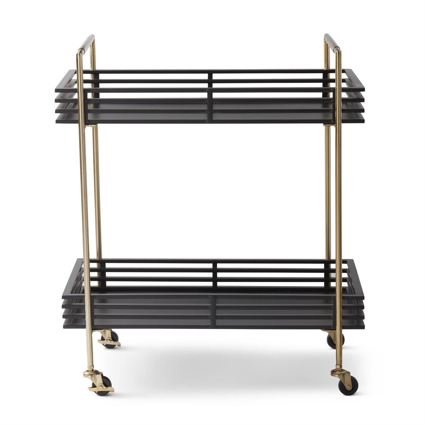 Rectangular Brass & Black Metal Bar Trolley