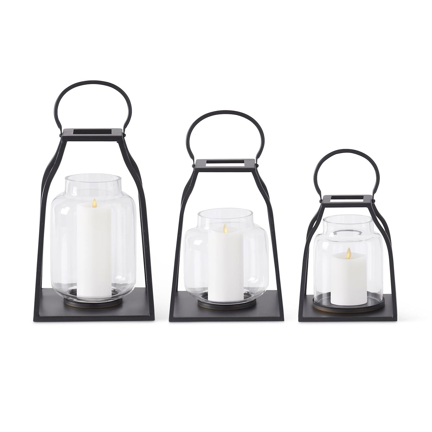 Black Lantern with White Luminary Candle & Remote 9