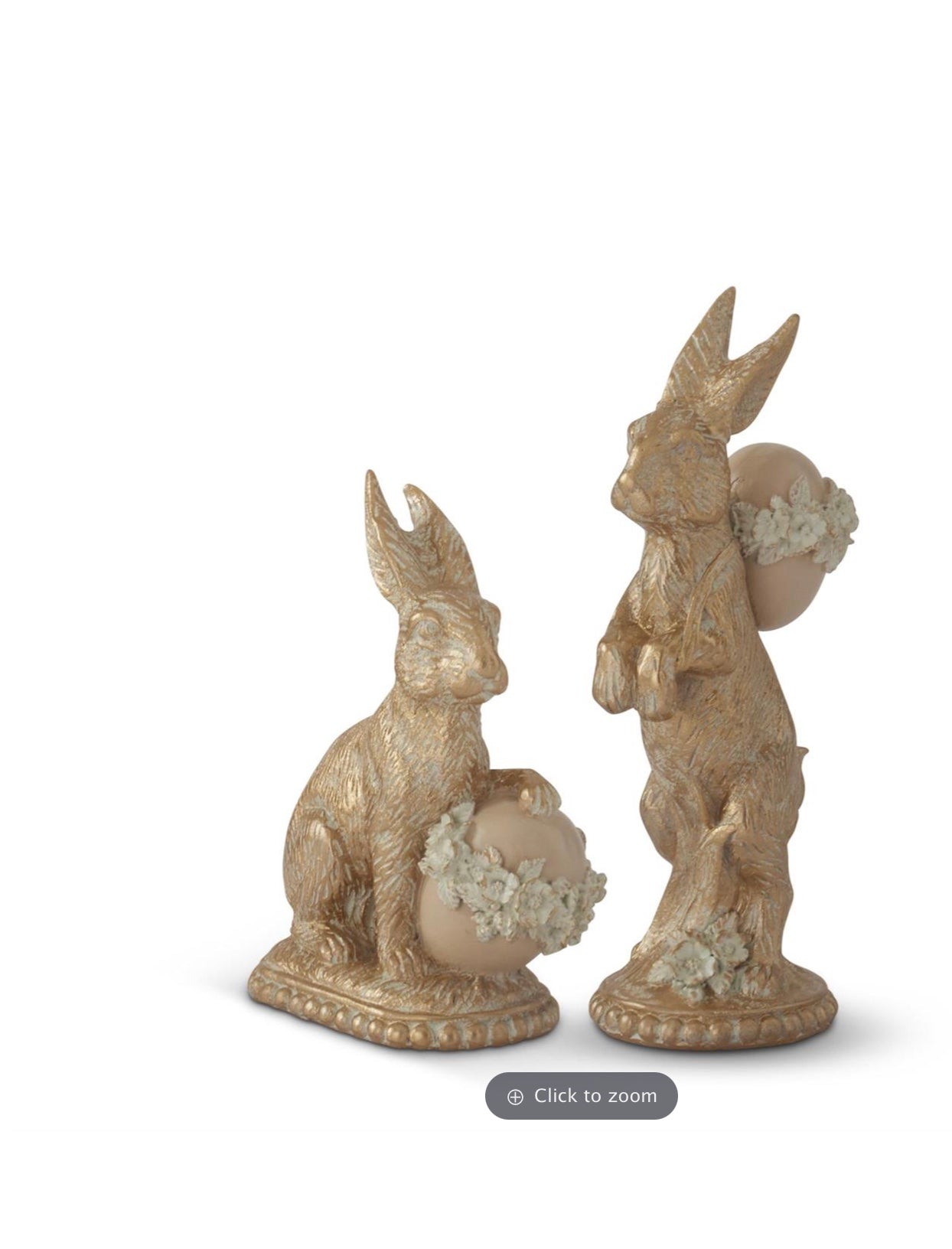 Gold Resin Bunny with Egg