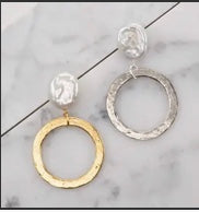 Coin Pearl Post Top Hoops