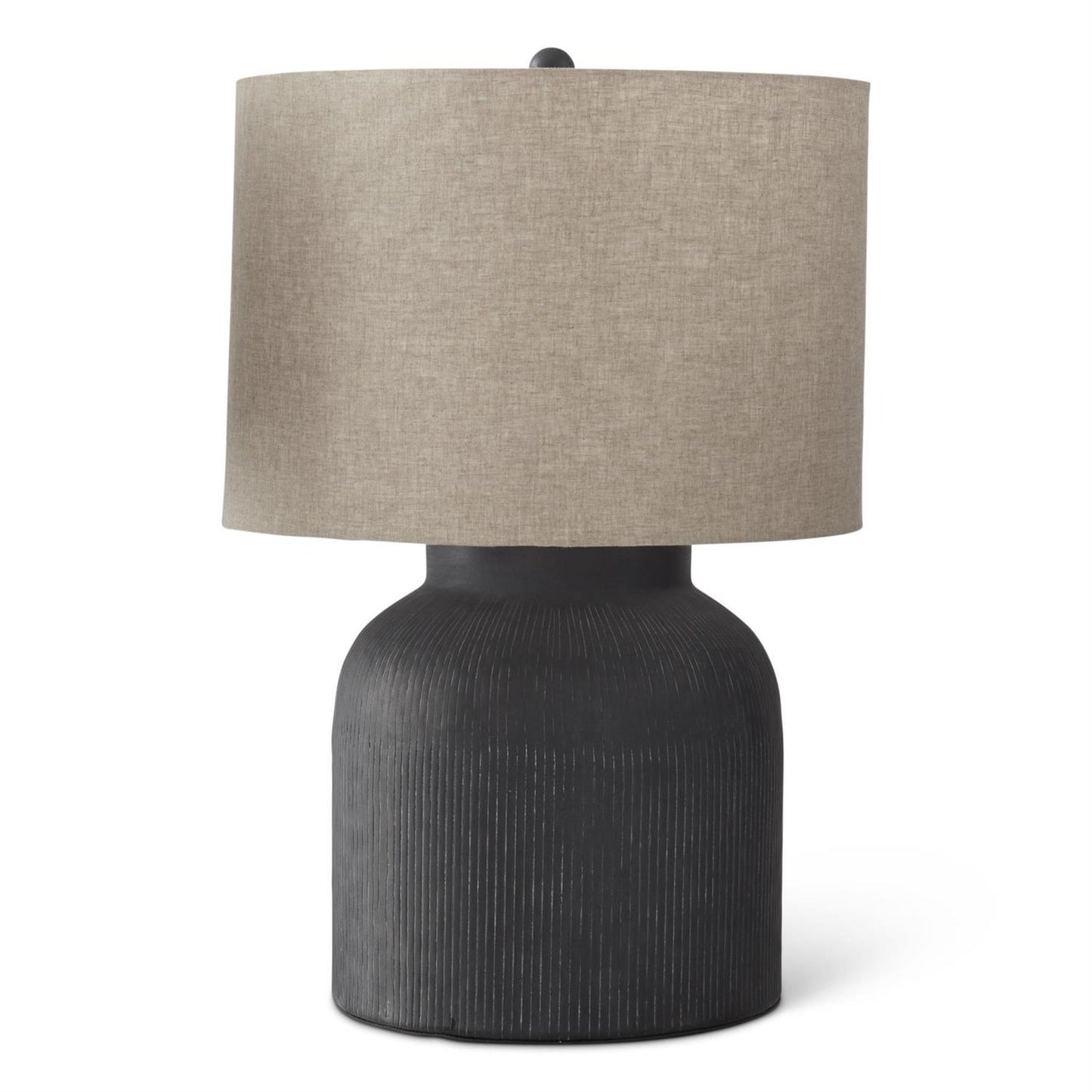 Black Metal Line Etched Lamp w/Taupe Shade