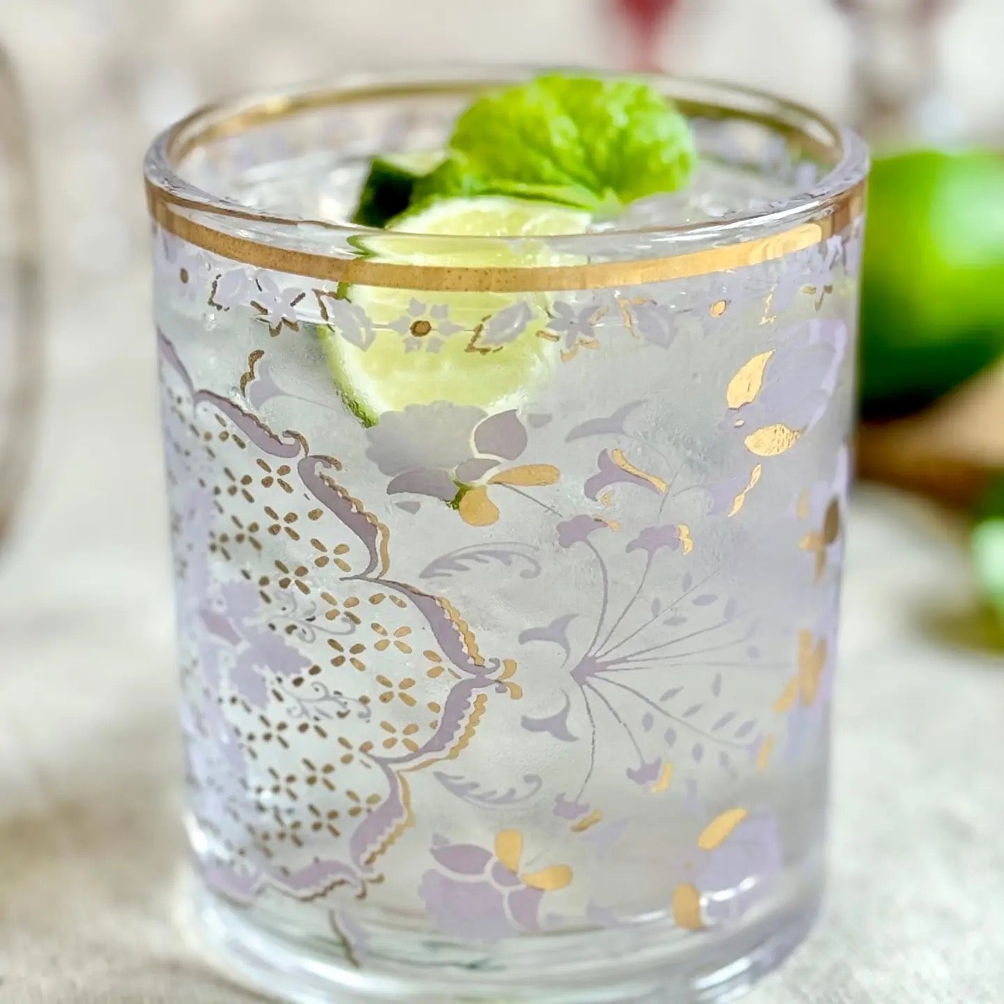 Lilac Tapestry Rocks Glass