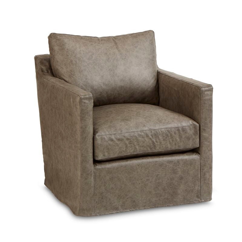 Miles Swivel Glider Leather Saloon Grey