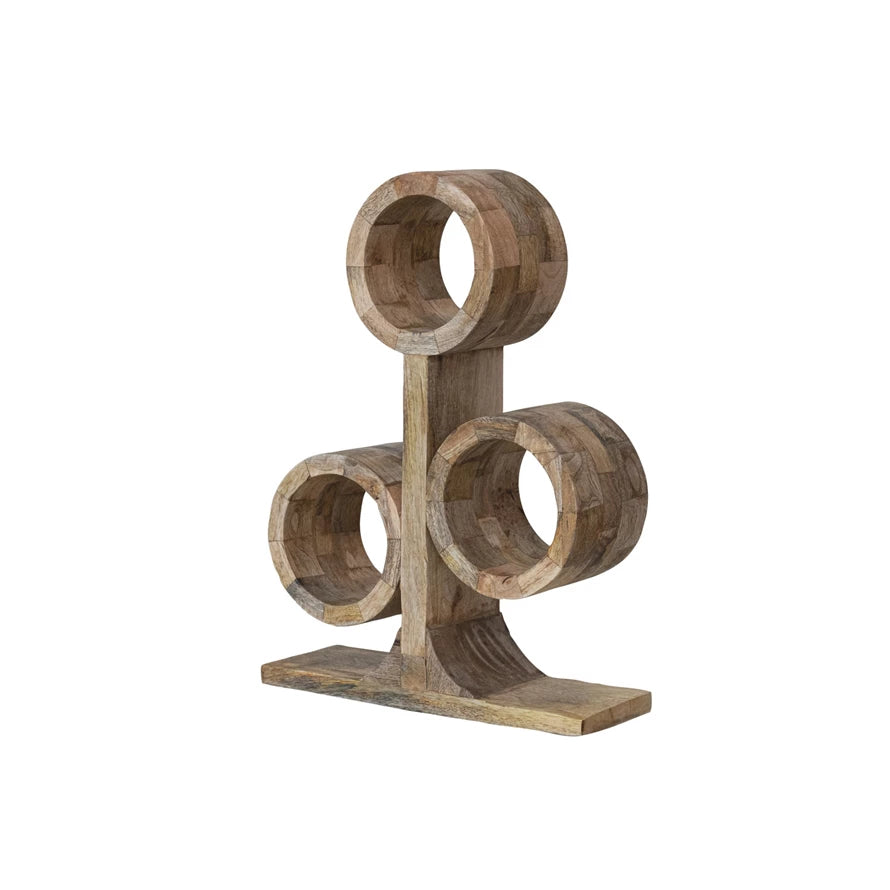 Hand-Carved Mango Wood Wine Rack