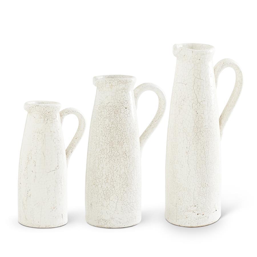 White Ceramic Crackled Pitcher 14