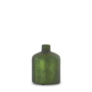 Antique Green Matte Glass Bottle Vase