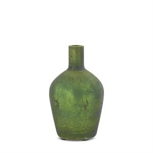 Antique Green Matte Glass Bottle Vase