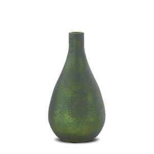 Antique Green Matte Glass Bottle Vase
