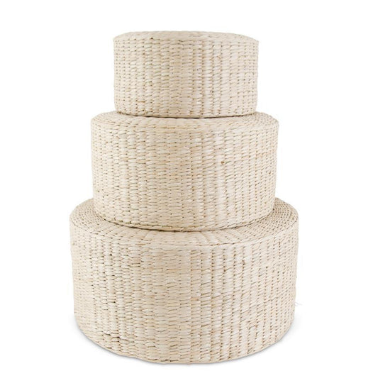 Round Natural Rattan Grass Stool