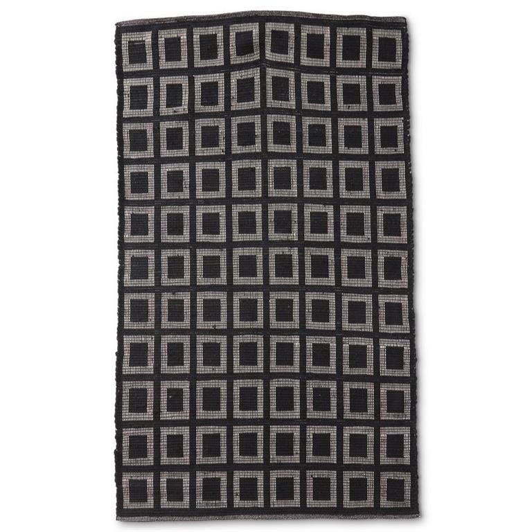 Black & White Cotton Squares Shuttle Rug