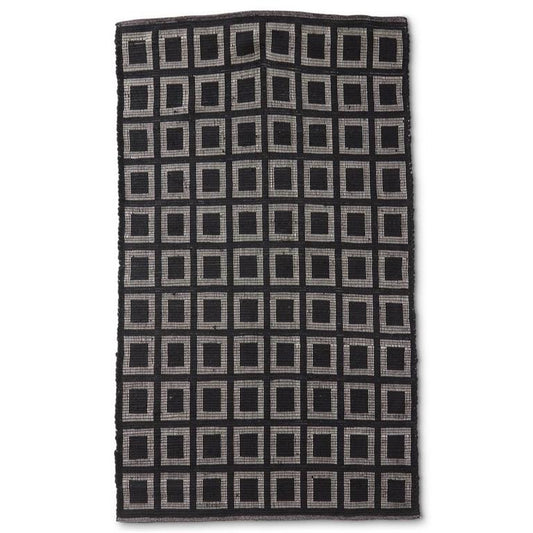 Black & White Cotton Squares Shuttle Rug
