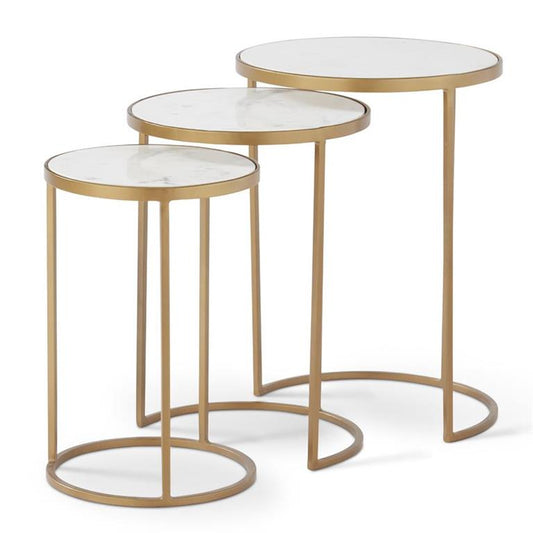 S/3 Round Gold Nesting Tables