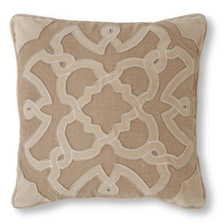 Tan Linen & Velvet Pillow