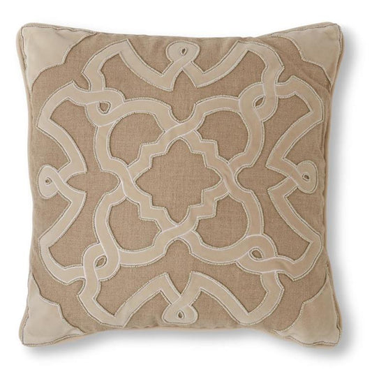 Tan Linen & Velvet Pillow