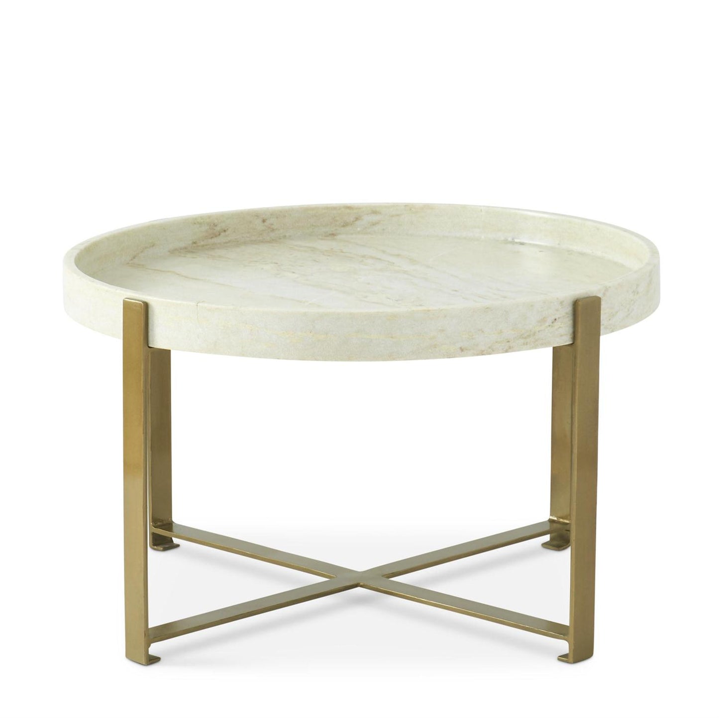 Gold Metal & White Marble Coffee Table