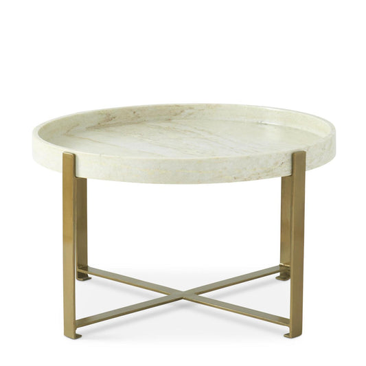 Gold Metal & White Marble Coffee Table