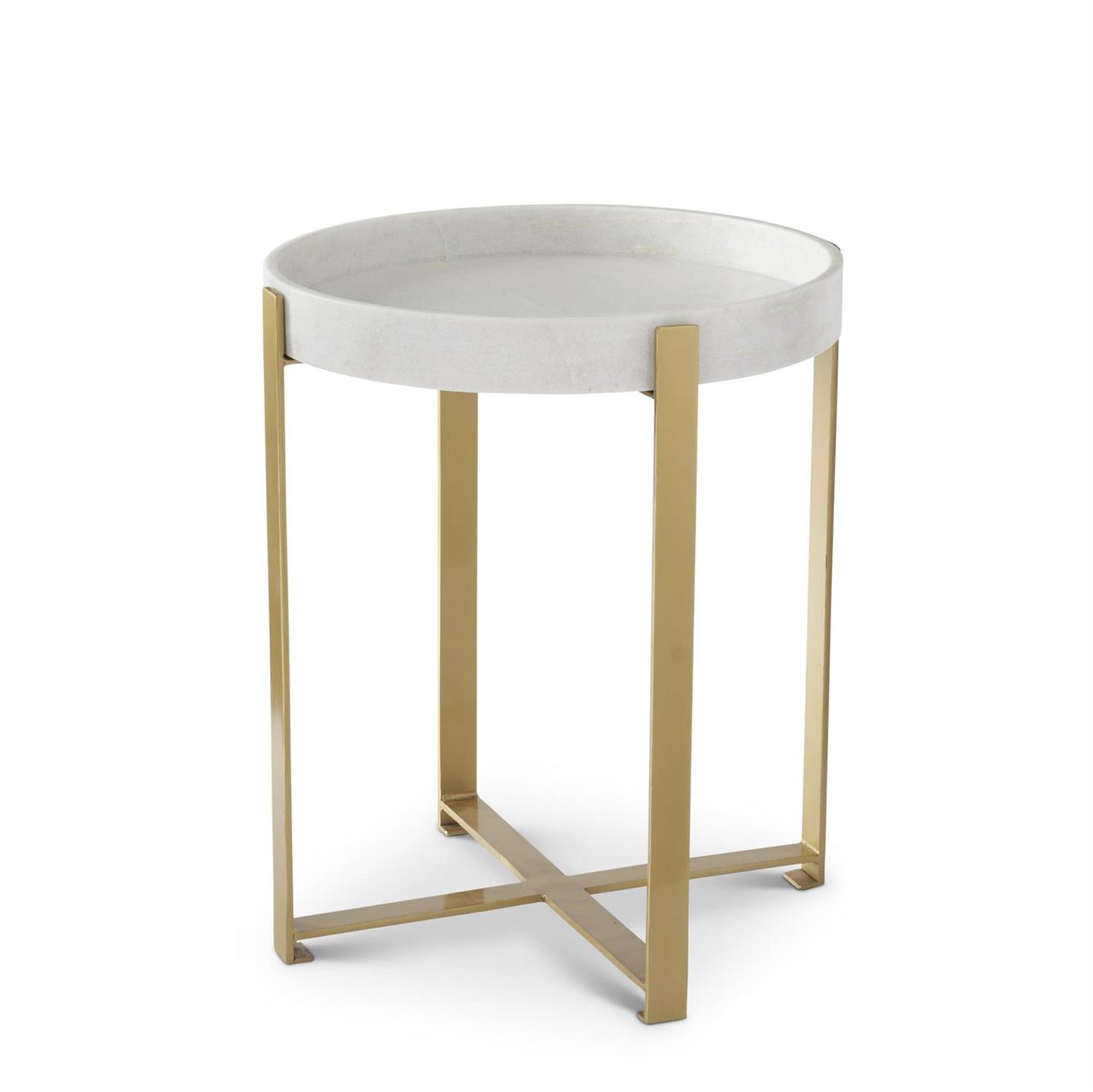 Gold Metal & White Marble Side Table