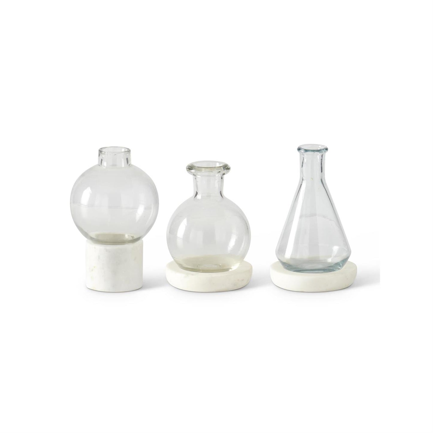 Clear Glass Vase w/ Marble Base