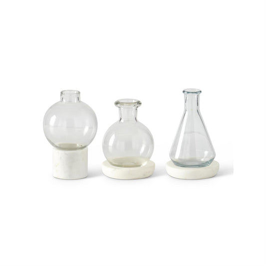 Clear Glass Vase w/ Marble Base