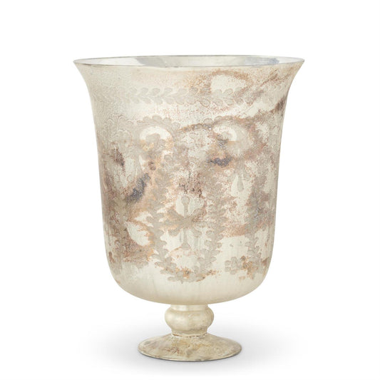 Etched Glass Vase Burnt Chamoagne