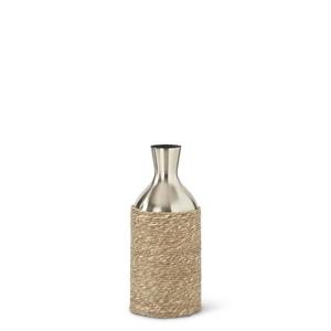 Brushed Gold Jute Woven Vase