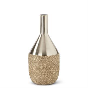 Brushed Gold Jute Woven Vase