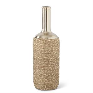 Brushed Gold Jute Woven Vase