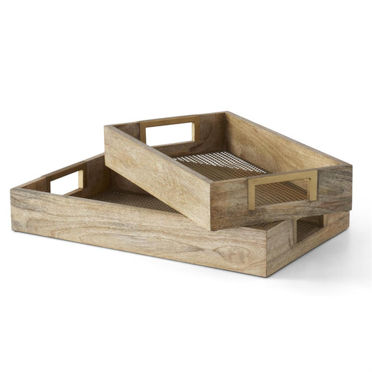 Nesting Natural Wood Tray Large