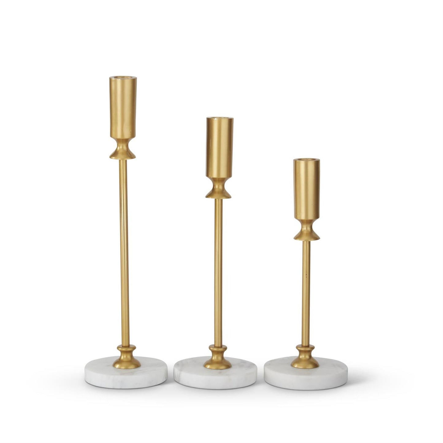 Slender Gold Metal Taper Candle Holders
